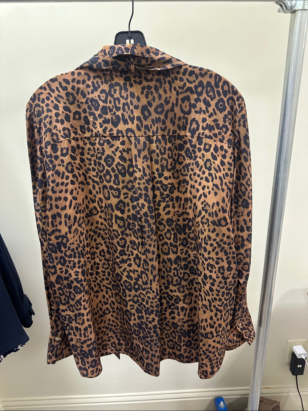 Lafayette 148 New York Leopard-Print Button-Down Shirt in Brown and Black - Picture 3 of 3